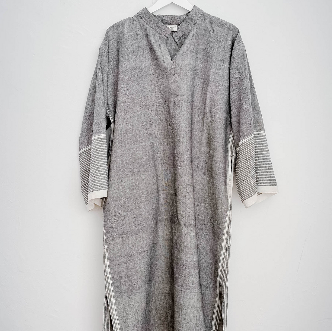 Grey Striped Tribeca Long Sleeve Kaftan