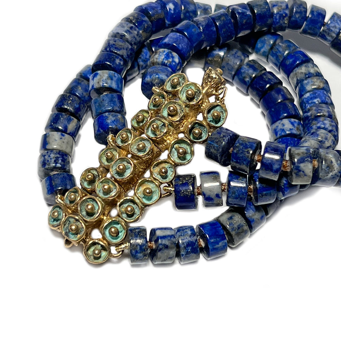 Lapis & Mosaic Hinge Clasp Bracelet