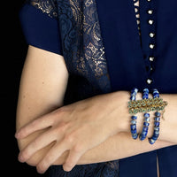 Lapis & Mosaic Hinge Clasp Bracelet