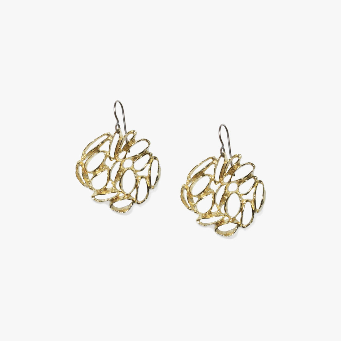 Banksia Medallion Earrings - Yellow Bronze