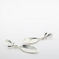 Long Leaf Earrings - Silver