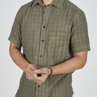 S/S Kabir Shirt in Mockleno Hatch Check Sage