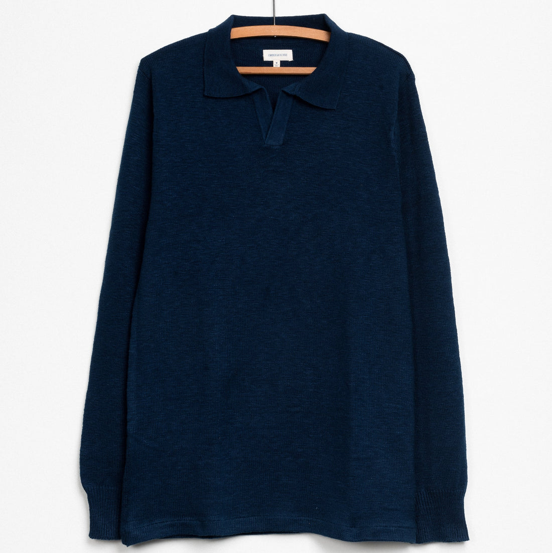 Madhur Johnny Collar Knit Tee in Indigo