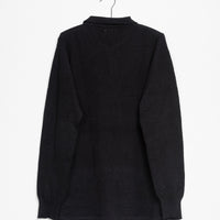 Madhur Johnny Collar Knit Tee in Black