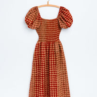 Anika Dress in Engineered Tile Print Madder