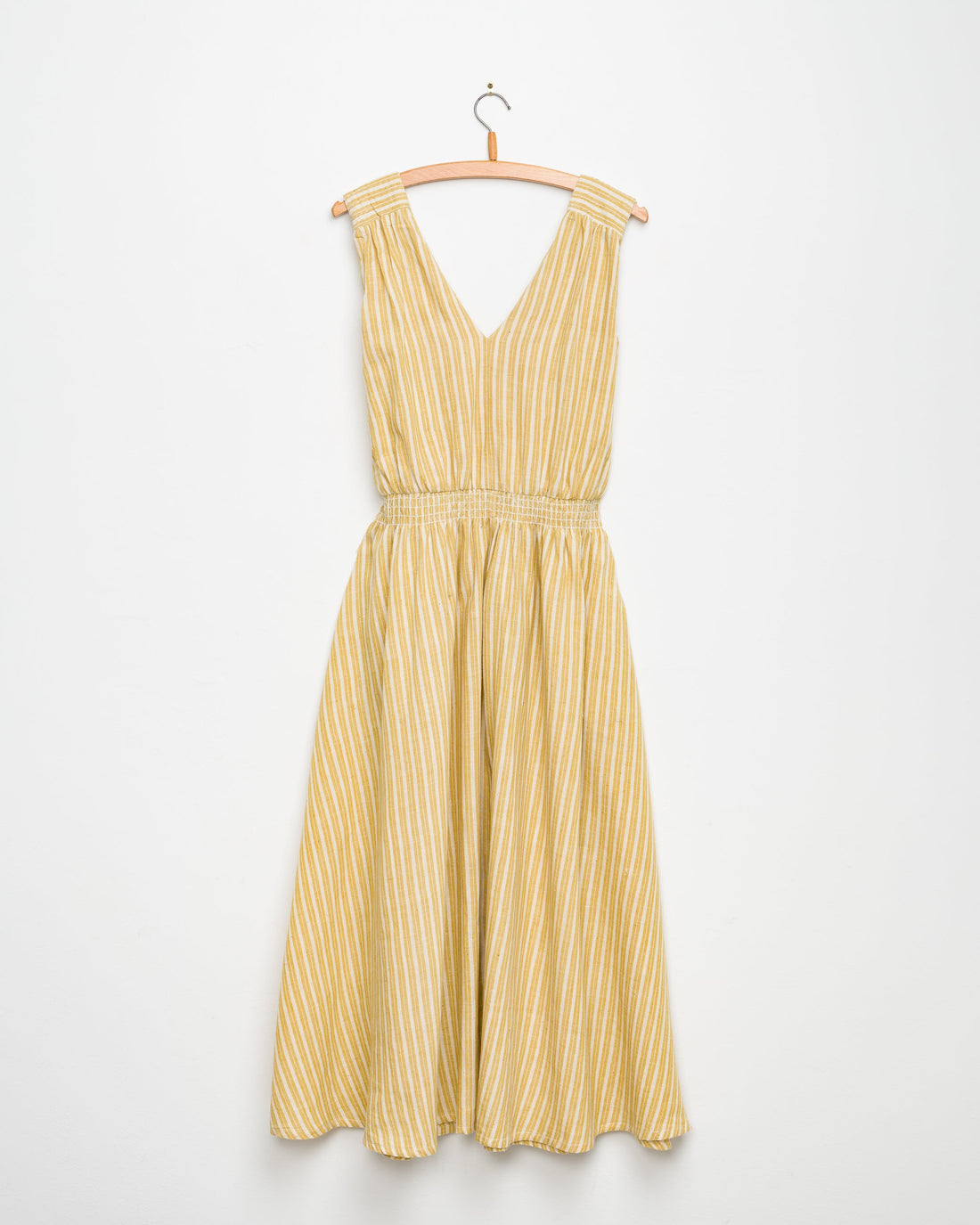 Eesha V Dress in Yellow Stripes