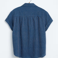 Meera Top in Twill Indigo Stripes Kora