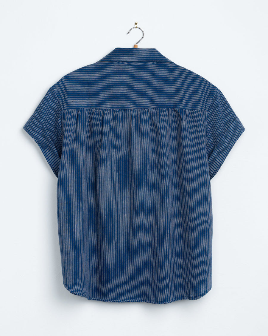 Meera Top in Twill Indigo Stripes Kora