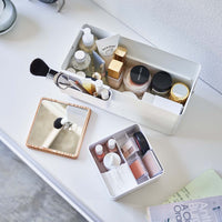 Makeup Organizer with Mirror - Steel + Wood