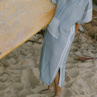 Grey Stripe Tribeca Hooded Maxi Kaftan