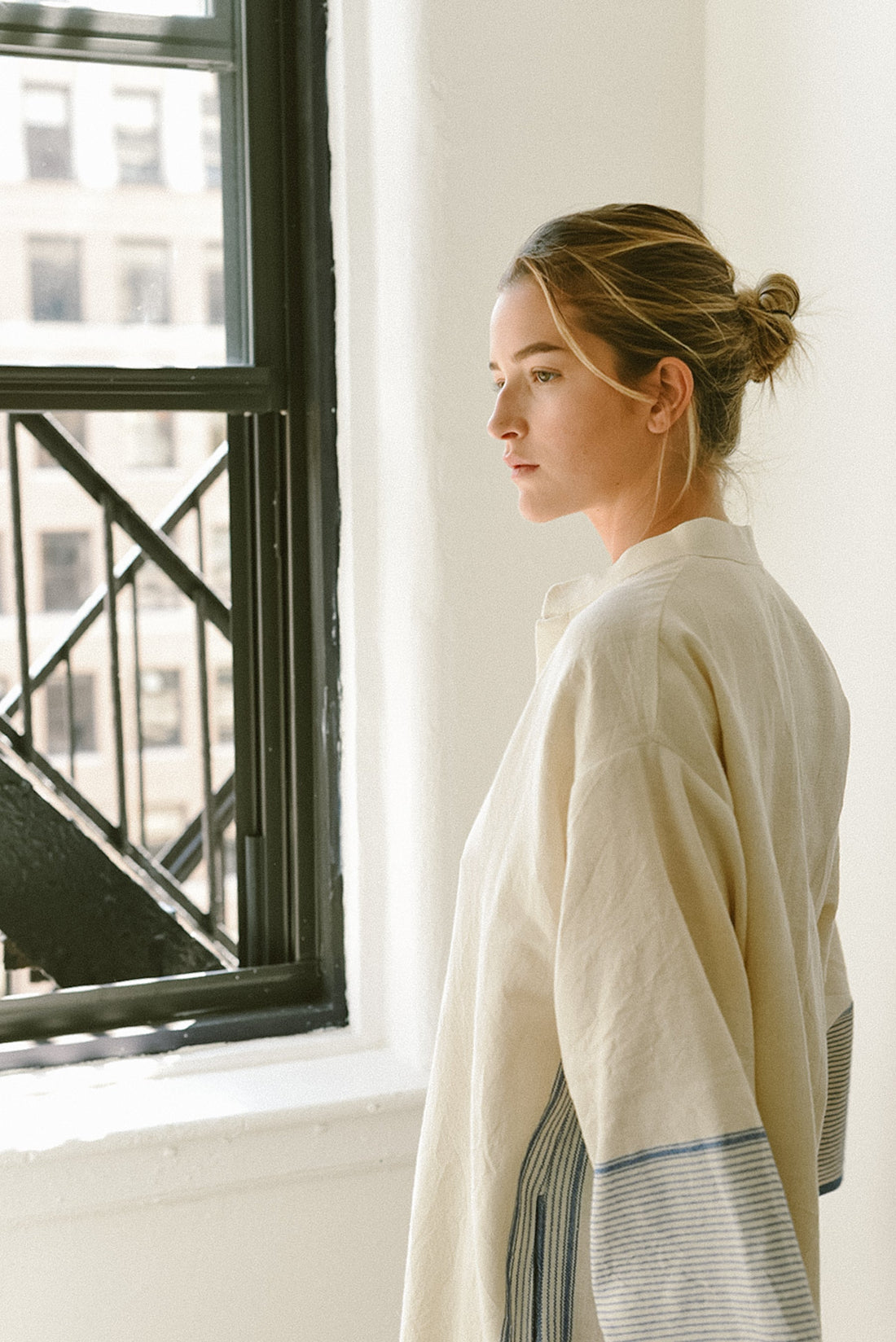 Ivory Blue Tribeca Long Sleeve Maxi Kaftan