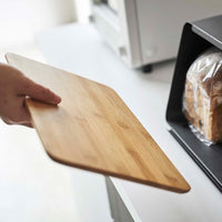 Bread Box with Cutting Board Lid - Steel + Wood