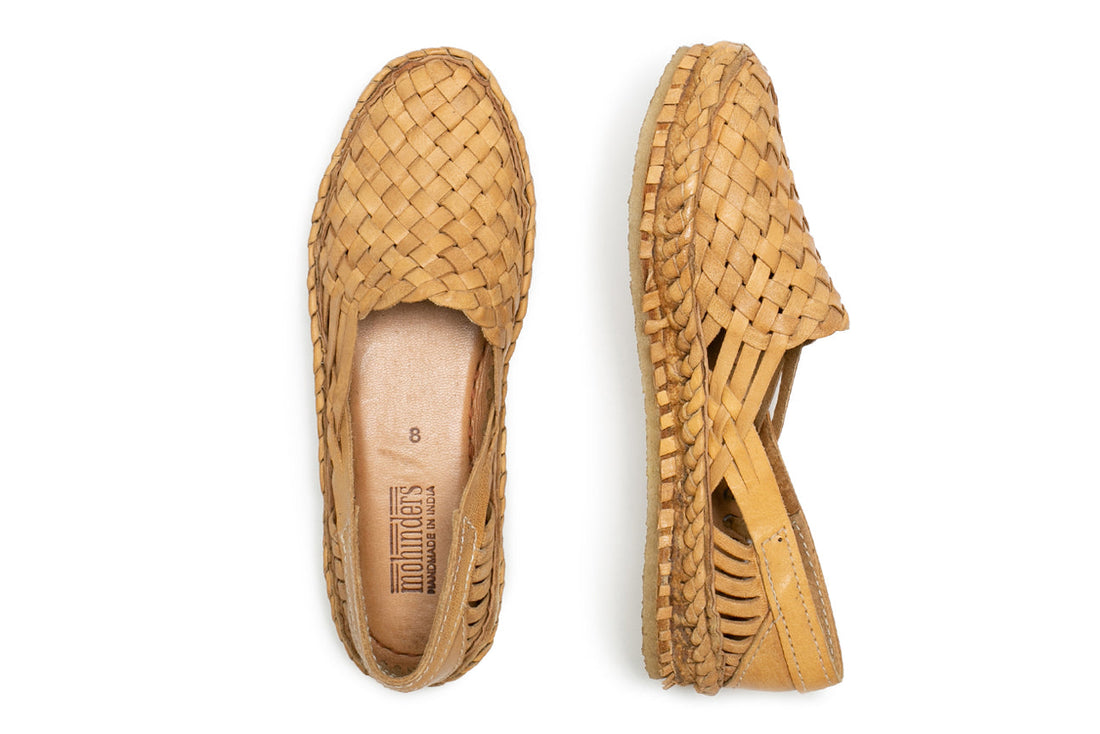 Women's Woven Flat in Honey + No Stripes