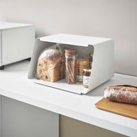 Bread Box with Cutting Board Lid - Steel + Wood