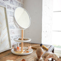 Two-Tier Jewelry Tray With Mirror - Steel + Wood
