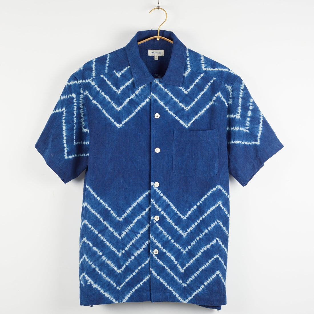 Khushi Camp Shirt in Chevron Shibori Indigo