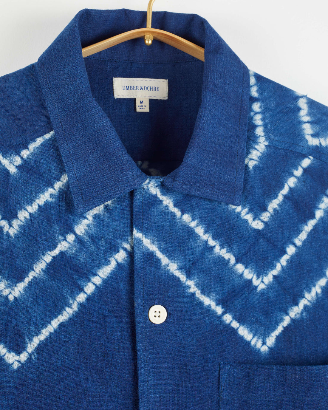 Khushi Camp Shirt in Chevron Shibori Indigo