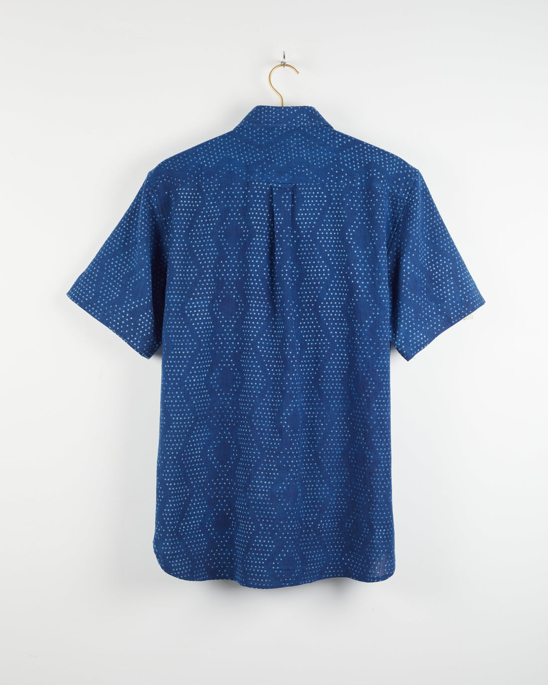 S/S Kabir Shirt in Dot Block Print Indigo