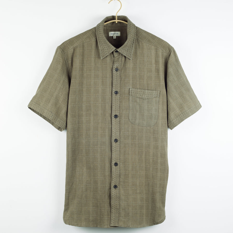 S/S Kabir Shirt in Mockleno Hatch Check Sage