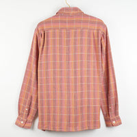 Yaatree Shawl Collar Overshirt in Nubby Cotton Sunset Plaid