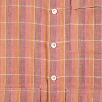 Yaatree Shawl Collar Overshirt in Nubby Cotton Sunset Plaid