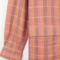 Yaatree Shawl Collar Overshirt in Nubby Cotton Sunset Plaid