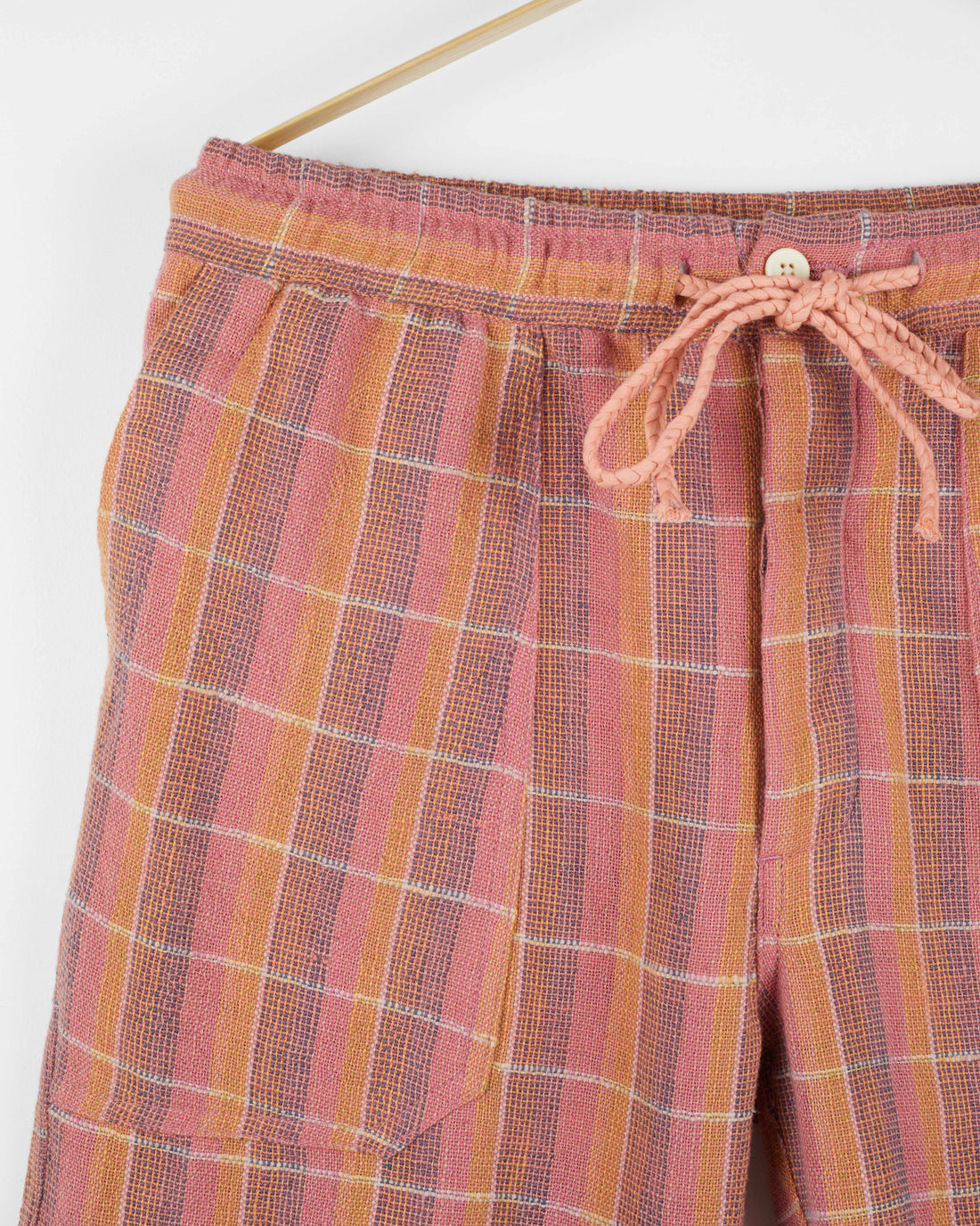 Dipak Utility Short in Nubby Cotton Sunset Plaid