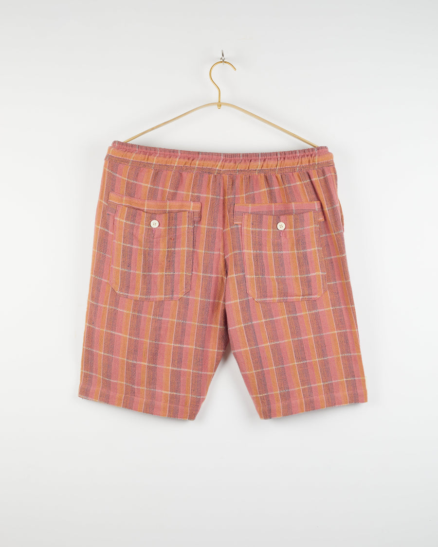 Dipak Utility Short in Nubby Cotton Sunset Plaid