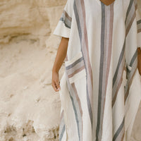 Brown Cream Nomad V-Neck Kaftan