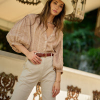 Edith Blouse in Linen Jacquard