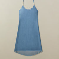 Sonya Slip Dress in Denim Jacquard