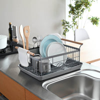 Dish Rack - Steel + Wood