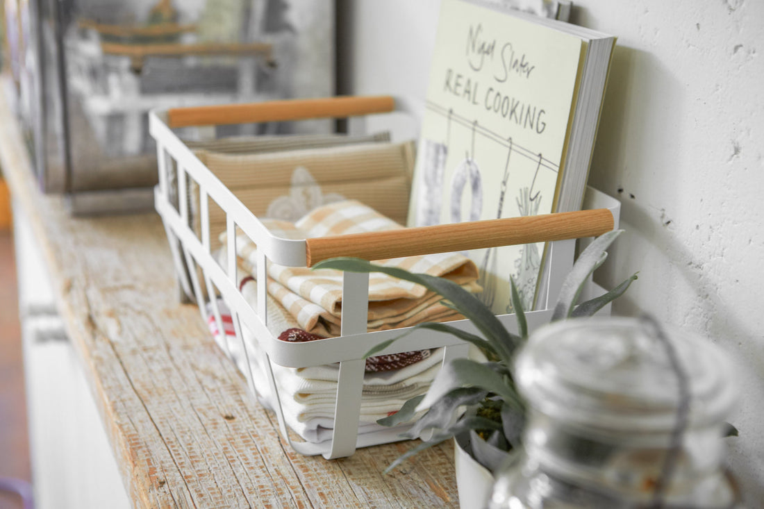 Storage Basket - Medium - Steel + Wood