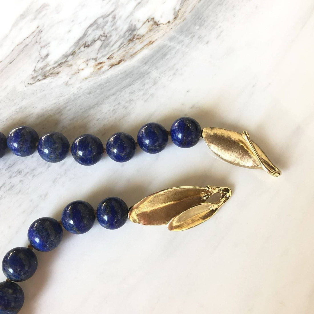 Lapis Collar with Leaves Clasp