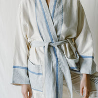 Ivory Blue Tribeca Long Bathrobe