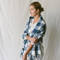 Ivory Navy Gingham Towel