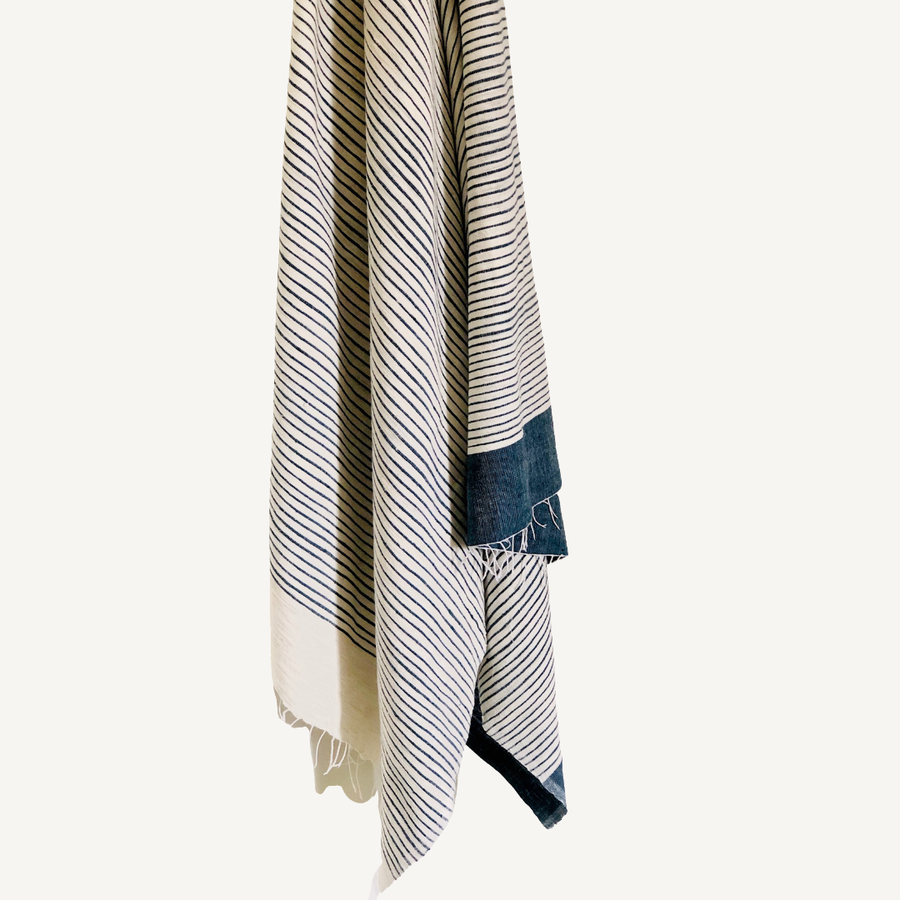 Ethiopian Hand Spun Towel Blue & White