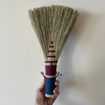 Large Hawk Broom - Burgundy & Blue