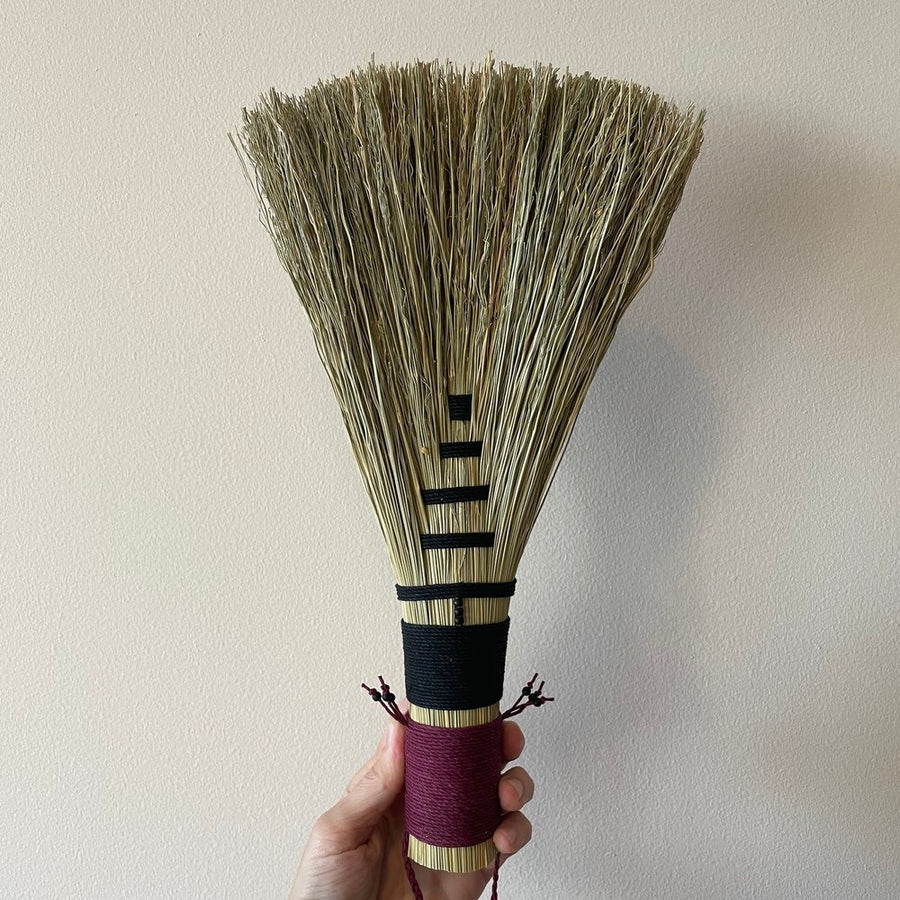 Large Hawk Broom - Black & Burgundy