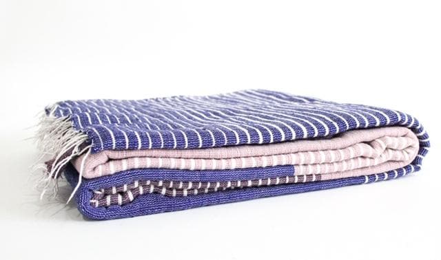 Stripes on Stripes Ethiopian Throw / mulberry, coral blush, & dark purple