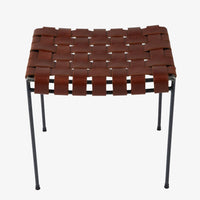 Double Rail Woven Leather Stool