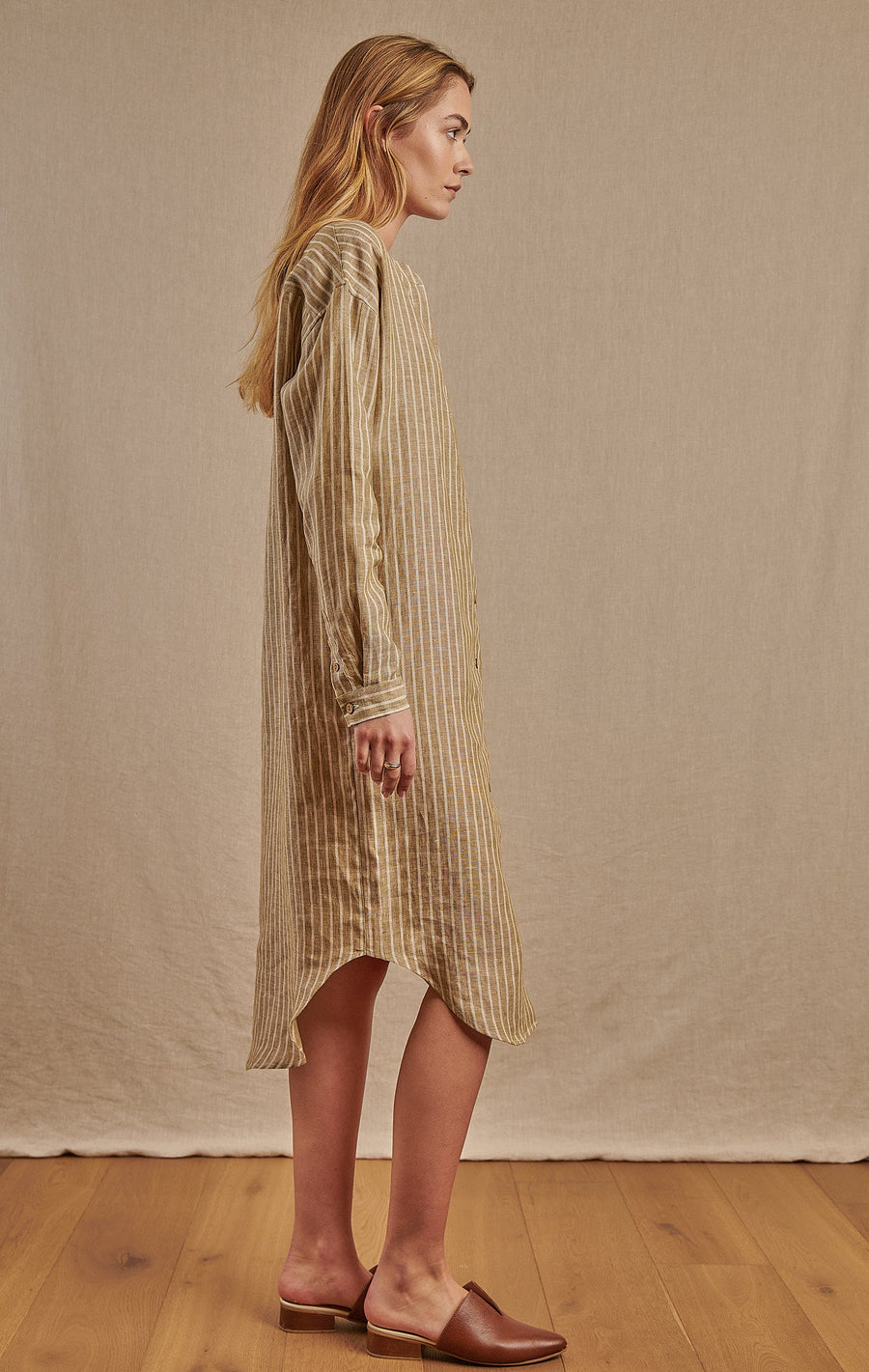 Women's Striped Montauk Shirt Dress in Linen - Final Sale