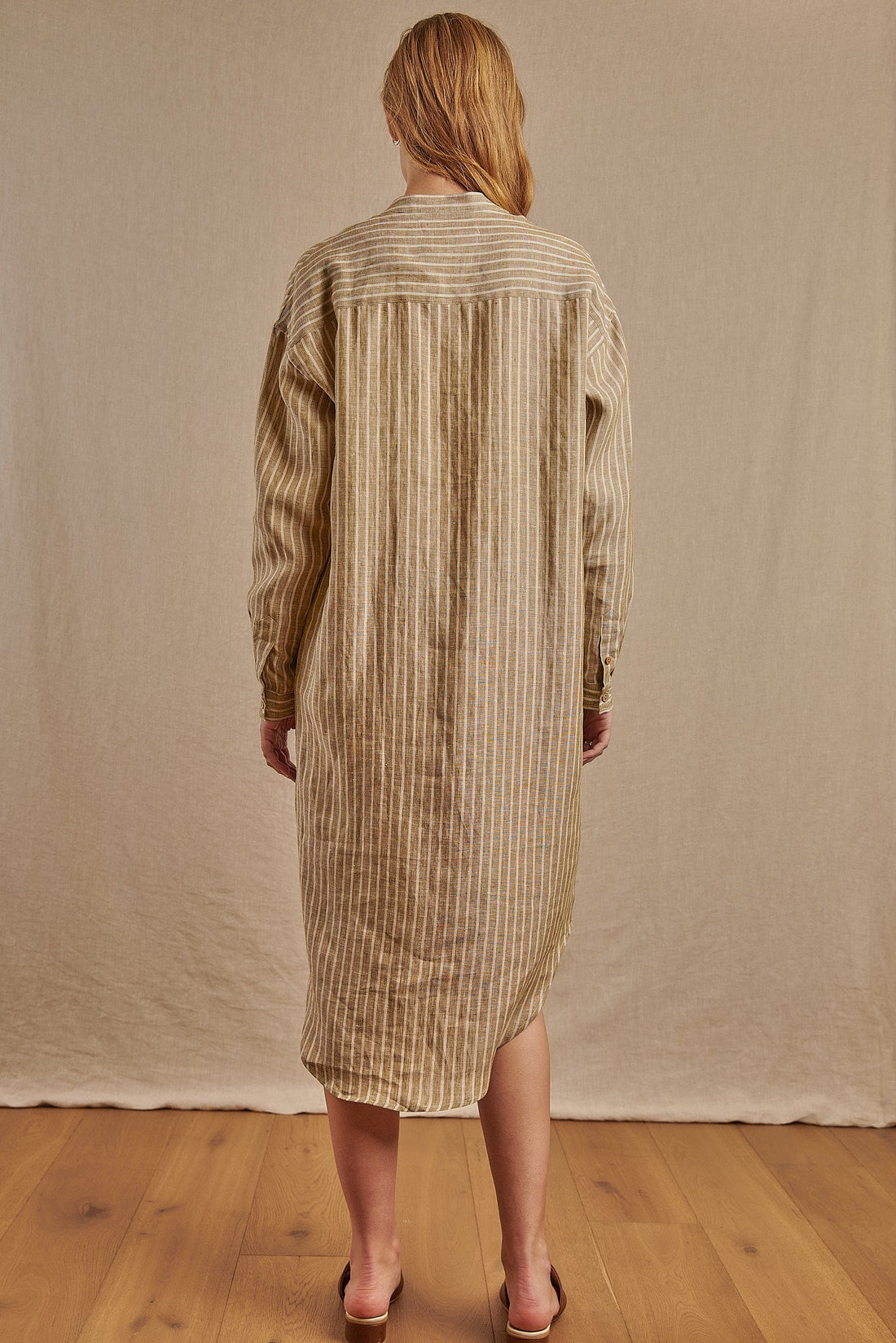 Women's Striped Montauk Shirt Dress in Linen - Final Sale