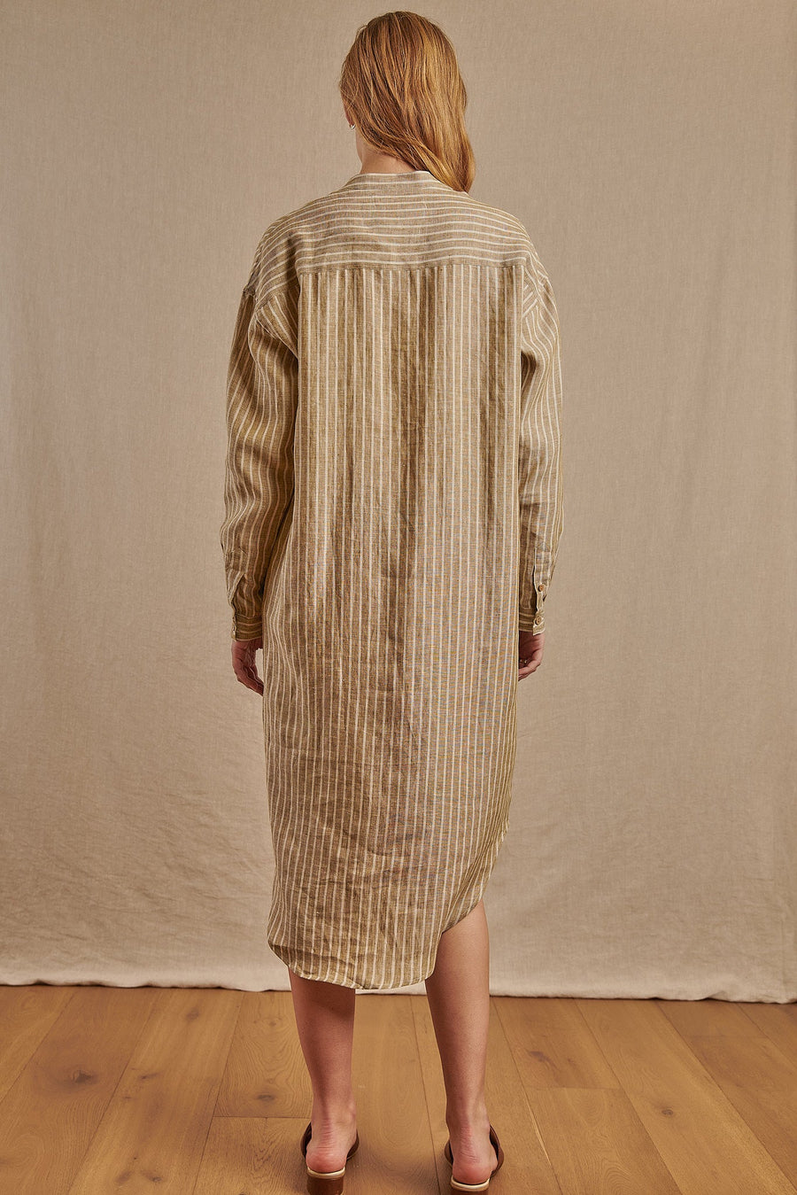 Women's Striped Montauk Shirt Dress in Linen - Final Sale