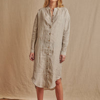 Women's Striped Montauk Shirt Dress in Linen - Final Sale