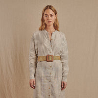 Women's Striped Montauk Shirt Dress in Linen - Final Sale