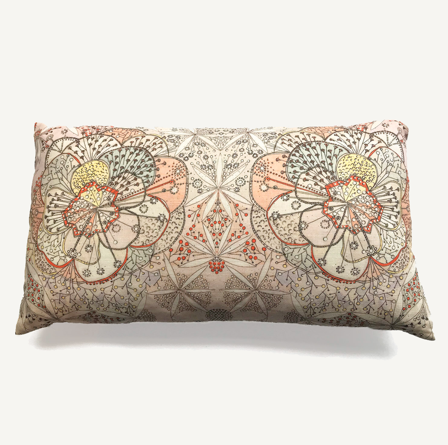 Bloomful Journey Reversible Pillow 24"x14" Soft Vermillion