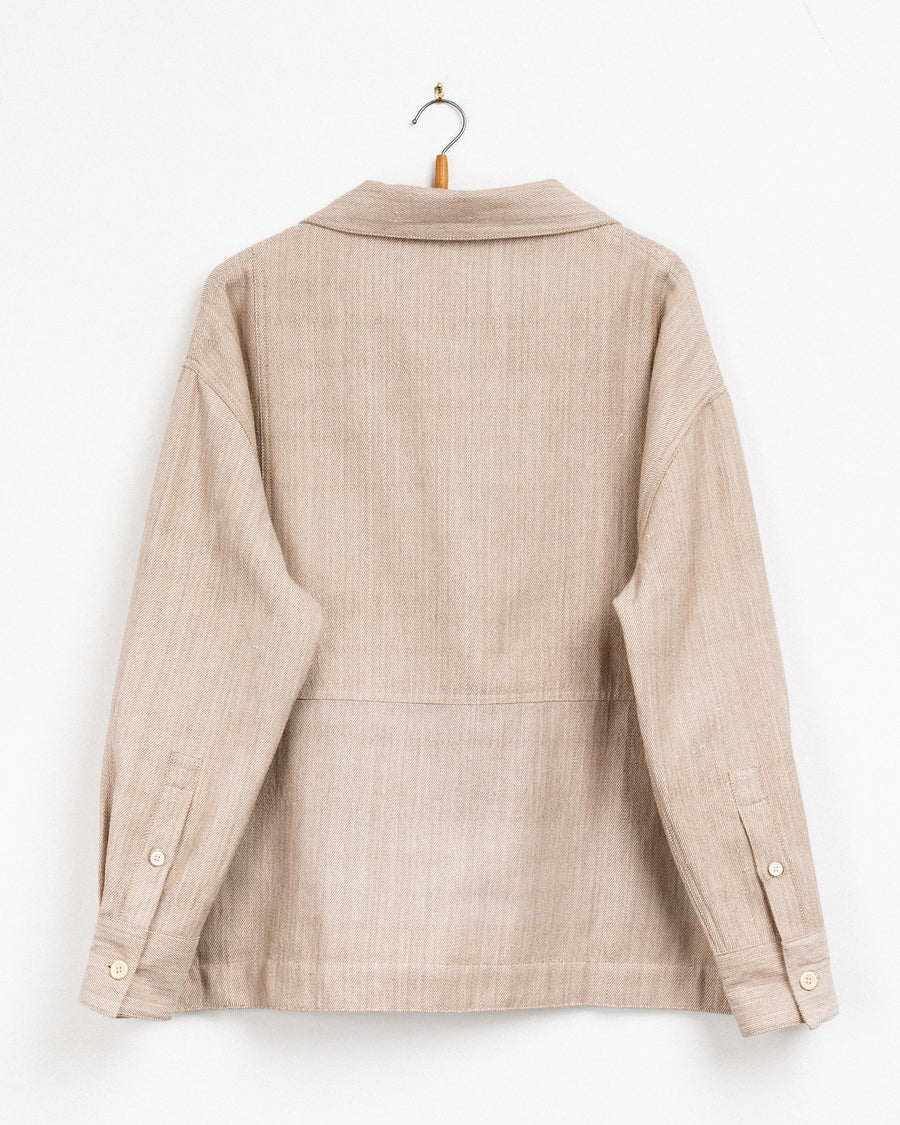 Rasha Overshirt Jacket in Beige Cotton Wool