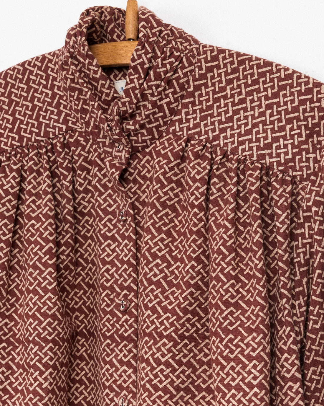 Sabrina Top in Burgundy Endless Knot Block Print