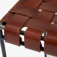 Double Rail Woven Leather Stool